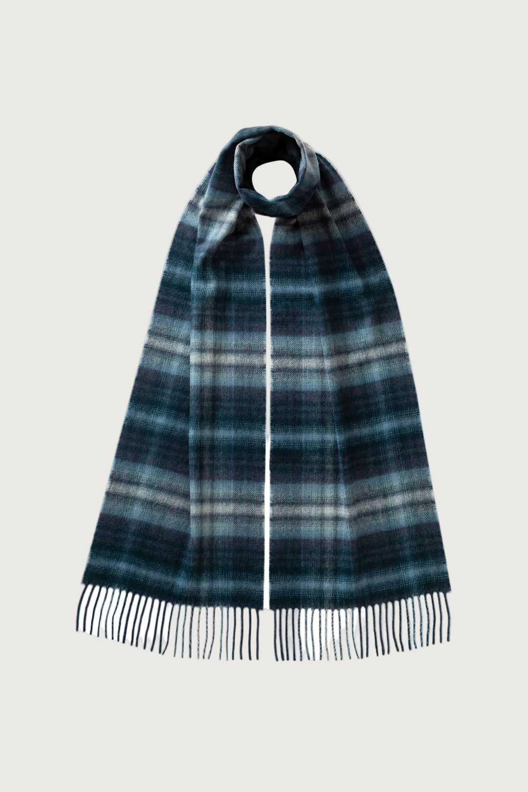 Men's Blurred Check Fringed Scarf