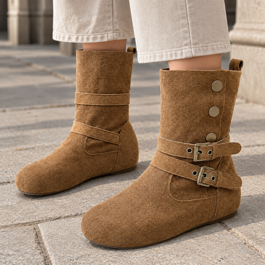 Women's Buckle Mid-Calf Boots