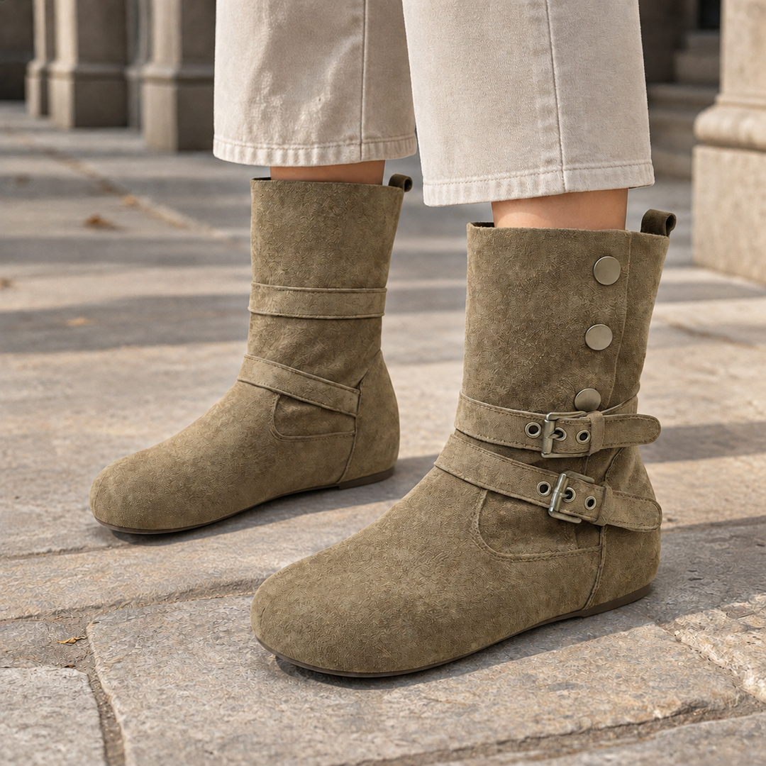 Women's Buckle Mid-Calf Boots