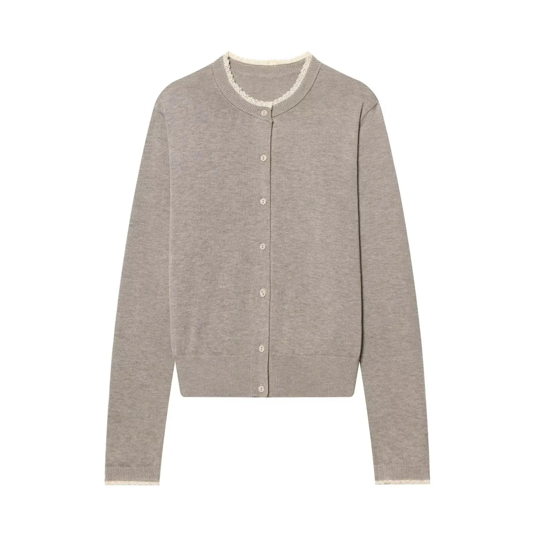 Women's Button-Front Crew Neck Knit Cardigan