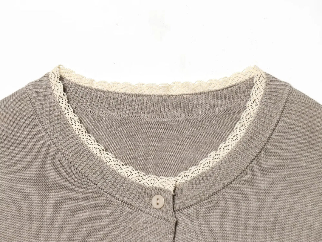 Women's Button-Front Crew Neck Knit Cardigan