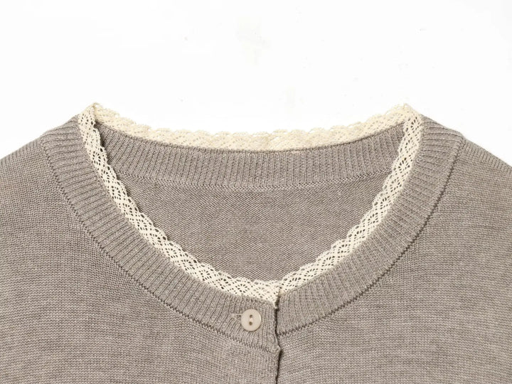 Women's Button-Front Crew Neck Knit Cardigan