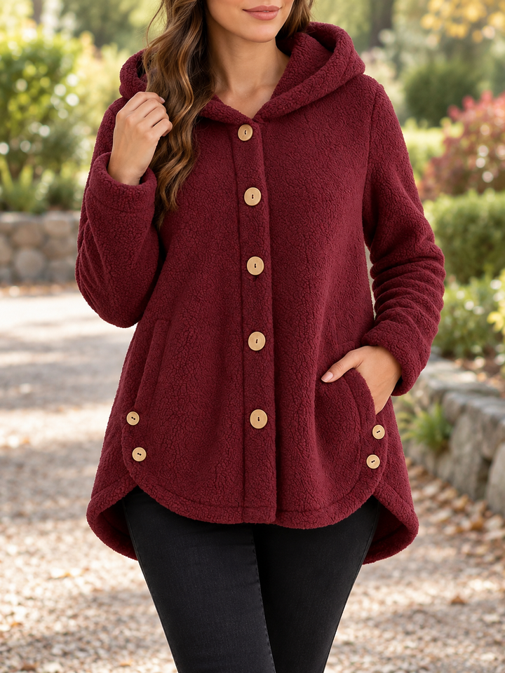 Women's Button-Front Hoodie with Side Pockets