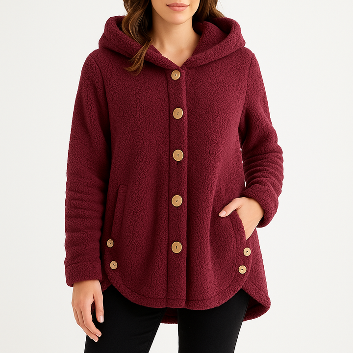Women's Button-Front Hoodie with Side Pockets