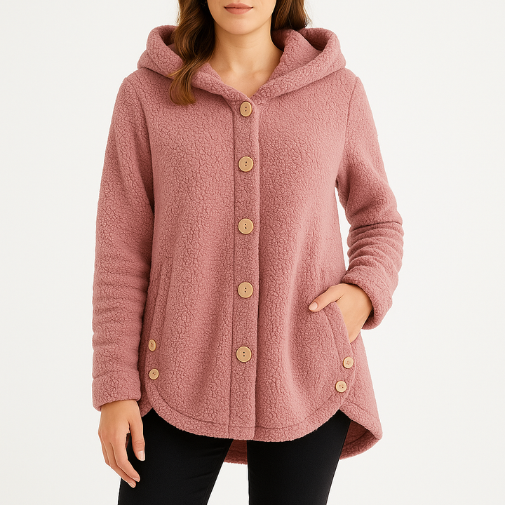 Women's Button-Front Hoodie with Side Pockets