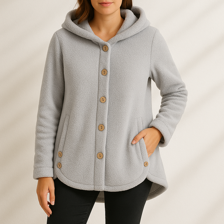 Women's Button-Front Hoodie with Side Pockets