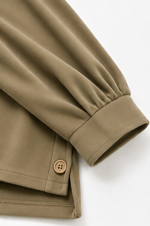 Women's Button-Front Shirt and Trouser Set with Turn-Down Collar