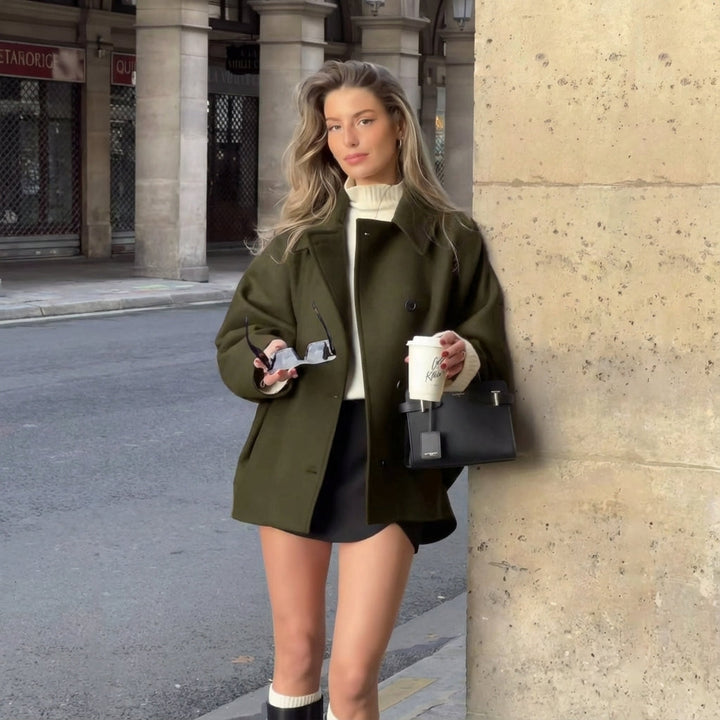 Women's Button-Front Turn-Down Collar Jacket