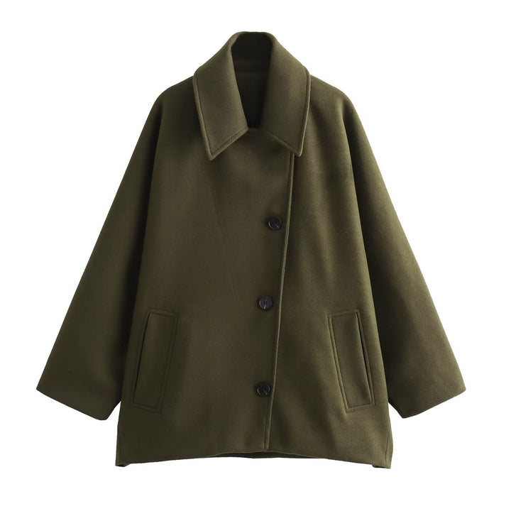Women's Button-Front Turn-Down Collar Jacket