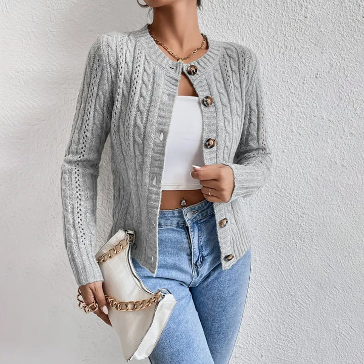 Women's Cable Knit Button-Front Cardigan