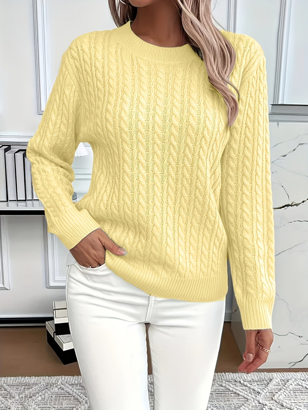 Women's Cable Knit Long-Sleeve Sweater