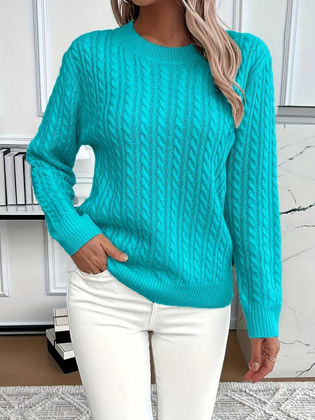 Women's Cable Knit Long-Sleeve Sweater