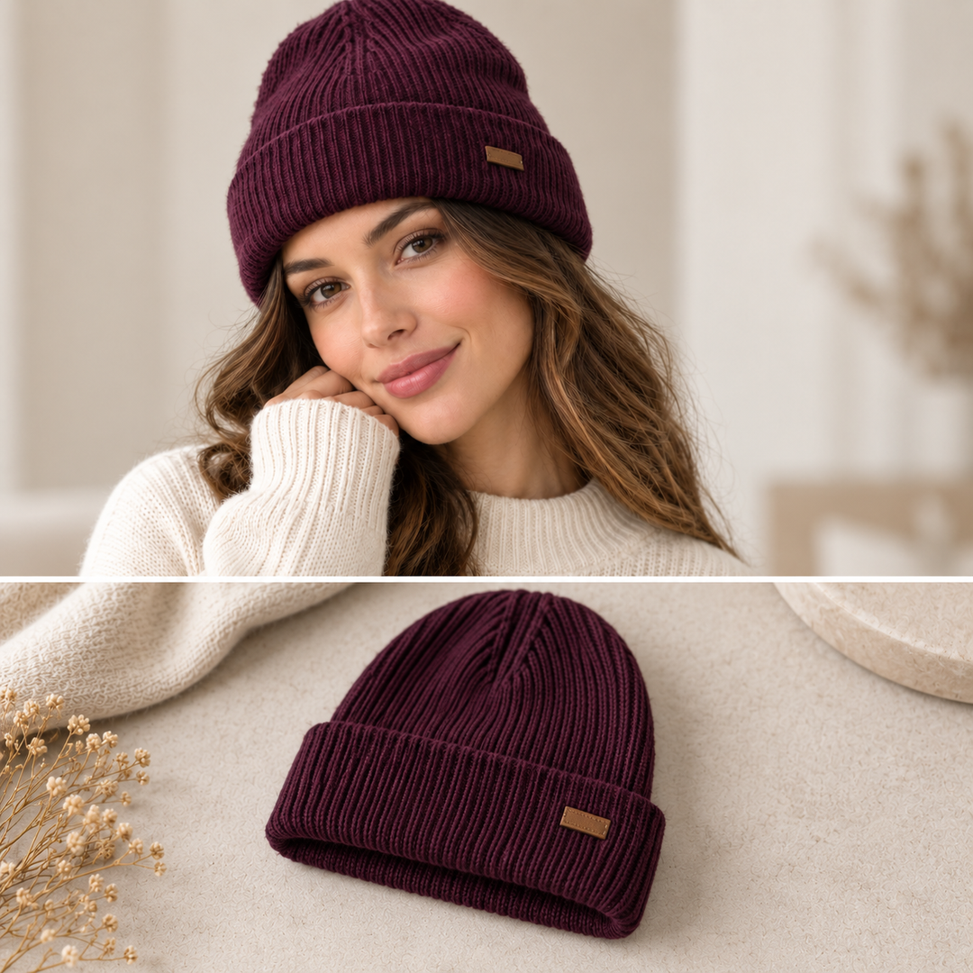 Women's Cable-Knit Ribbed Cuffed Beanie