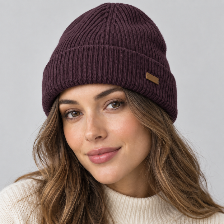 Women's Cable-Knit Ribbed Cuffed Beanie