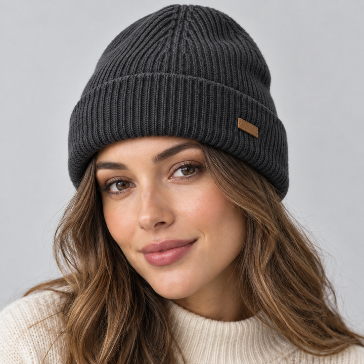Women's Cable-Knit Ribbed Cuffed Beanie