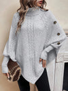 Women's Cable Knit Turtleneck Poncho Sweater