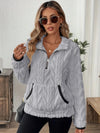 Women's Cable Texture Fleece Quarter-Zip Pullover with Pocket