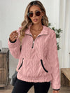 Women's Cable Texture Fleece Quarter-Zip Pullover with Pocket