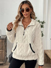 Women's Cable Texture Fleece Quarter-Zip Pullover with Pocket