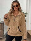 Women's Cable Texture Fleece Quarter-Zip Pullover with Pocket