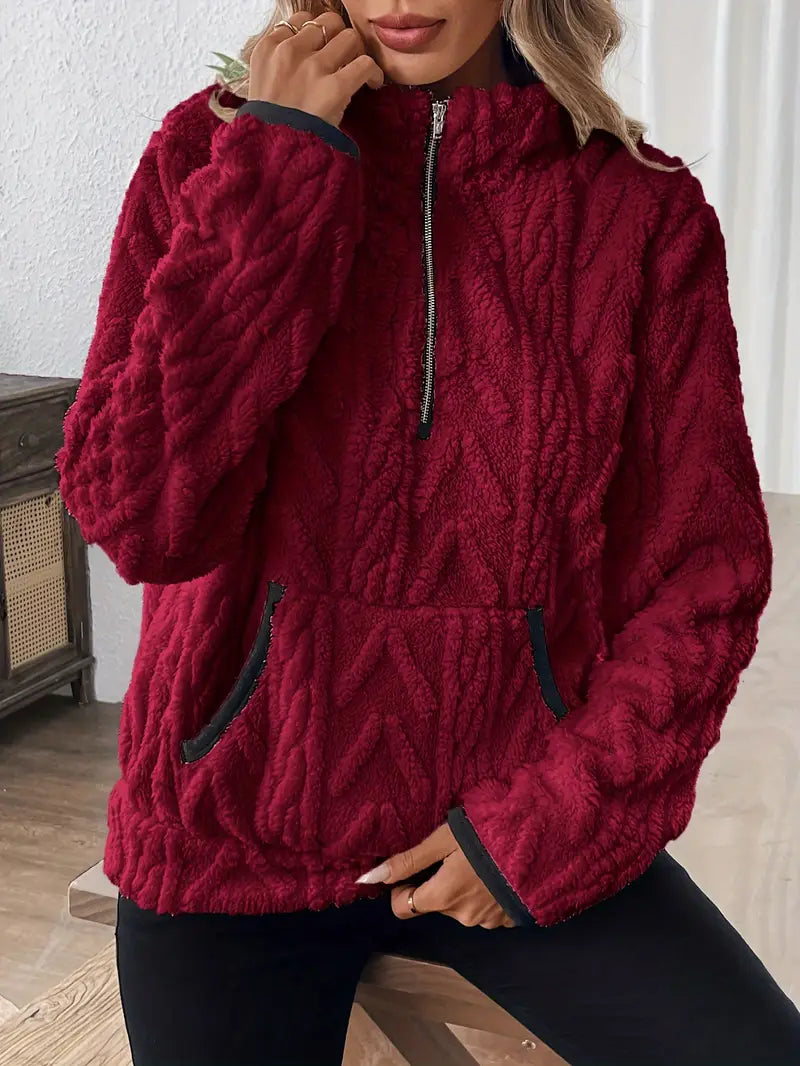 Women's Cable-Textured Quarter-Zip Sweater