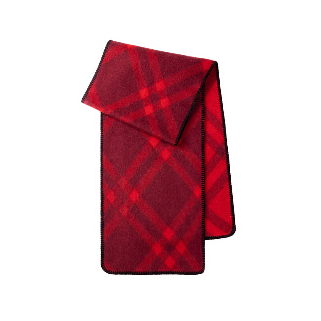 Women's Check Blanket-Stitch Scarf