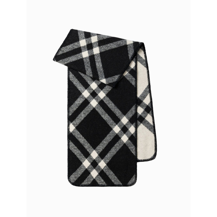 Women's Check Blanket-Stitch Scarf