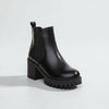 Women's Lug Sole Faux Leather Chelsea Boots with Block Heel