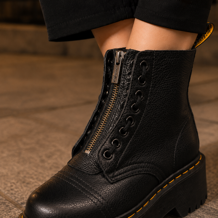 Women's Chunky Platform Boots With Front Zip