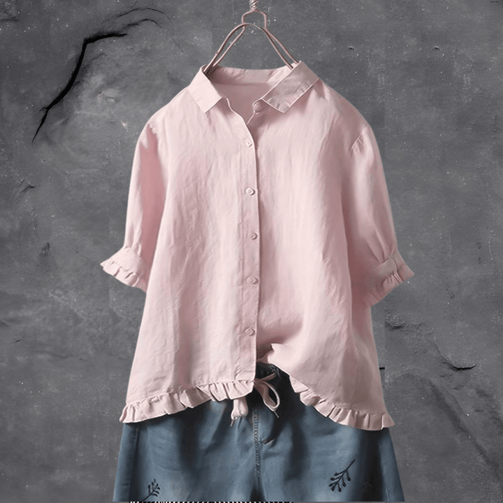 Women's Collared Ruffled-Hem Blouse