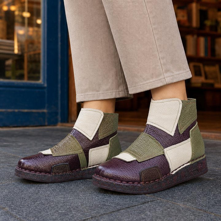 Women's Colour-Block Ankle Boots