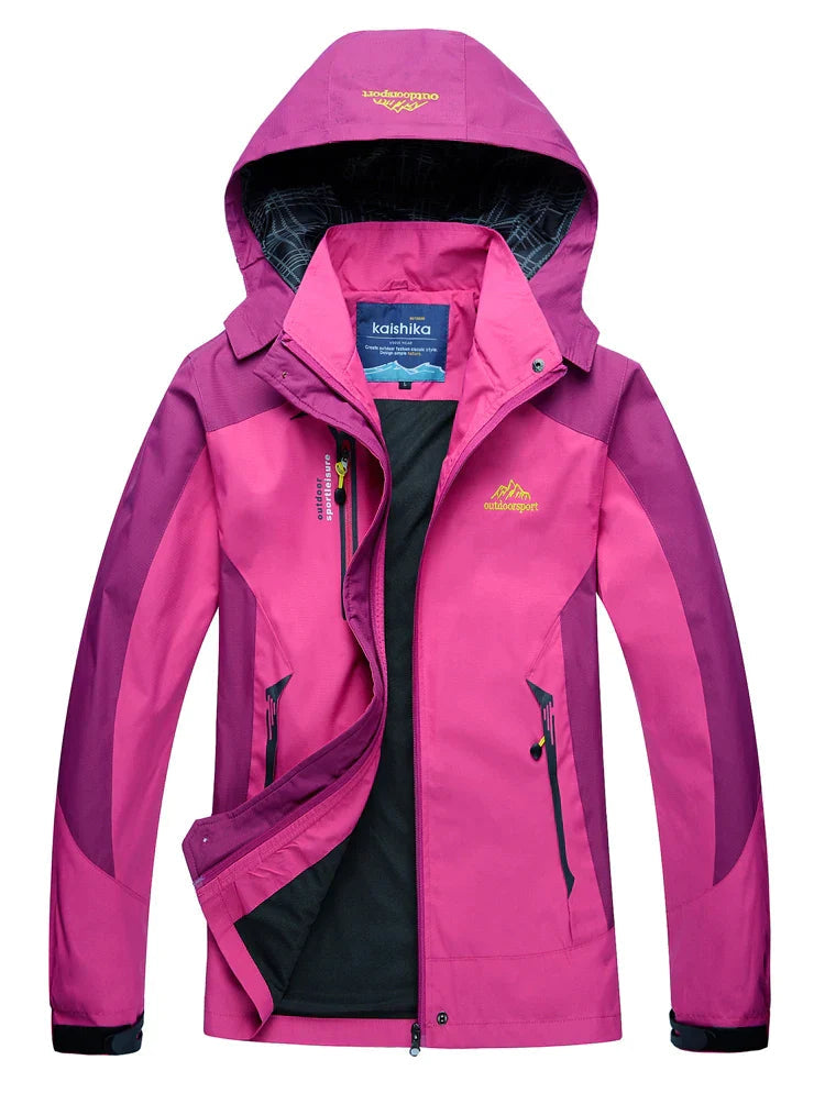 Women's Colour Block Hooded Rain Jacket