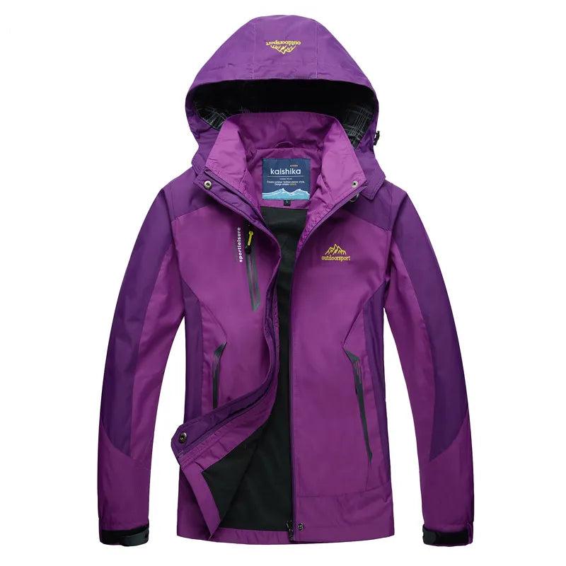 Women's Colour Block Hooded Rain Jacket