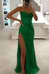 Women's Shimmer Corset Maxi Dress with High Split
