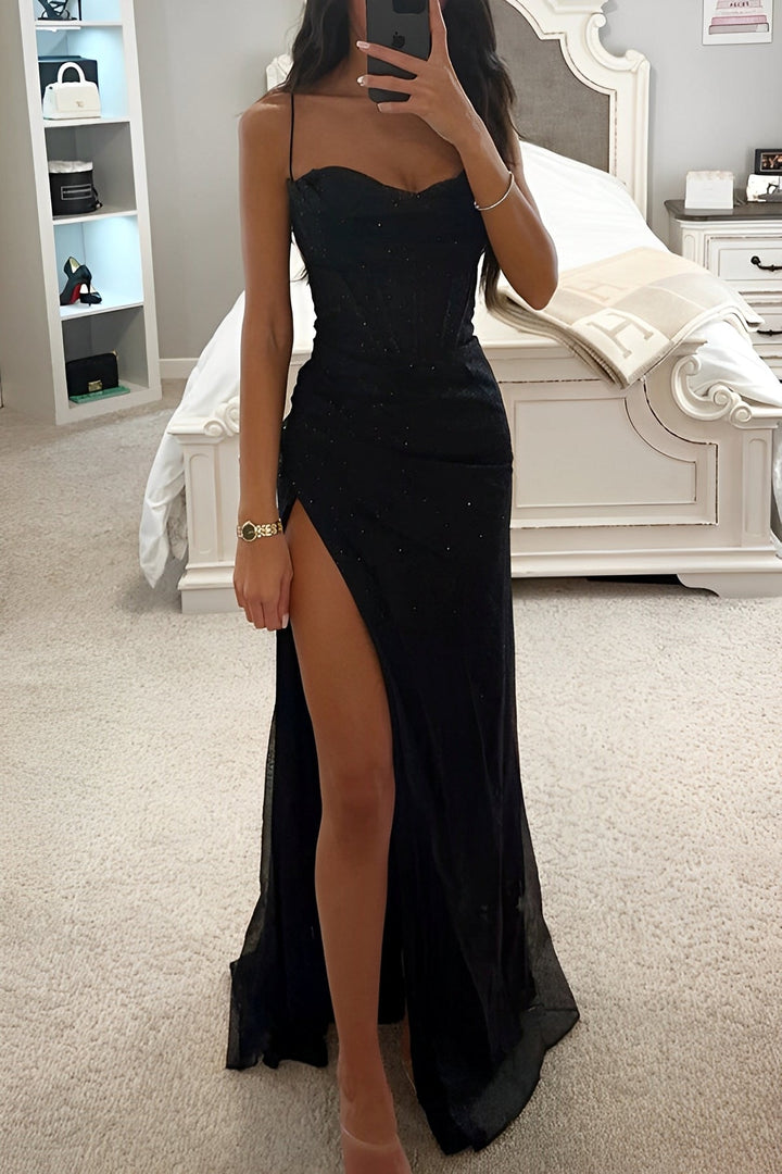 Women's Corset-Style Shimmer Maxi Dress