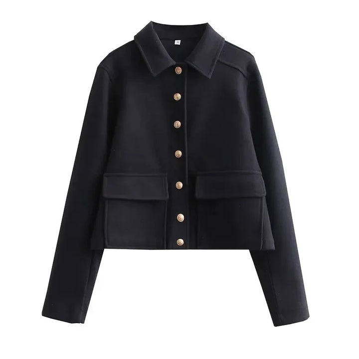 Women's Cropped Button-Up Bomber Jacket