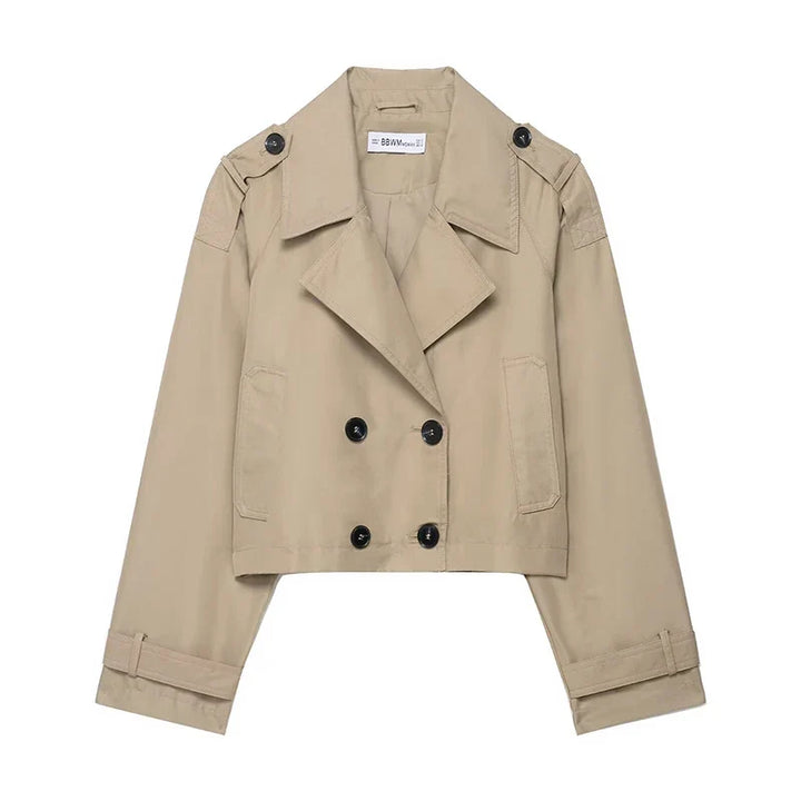 Women's Cropped Double-Breasted Trench Jacket