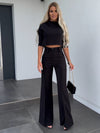 Women's Cropped Top and Wide-Leg Trouser Set