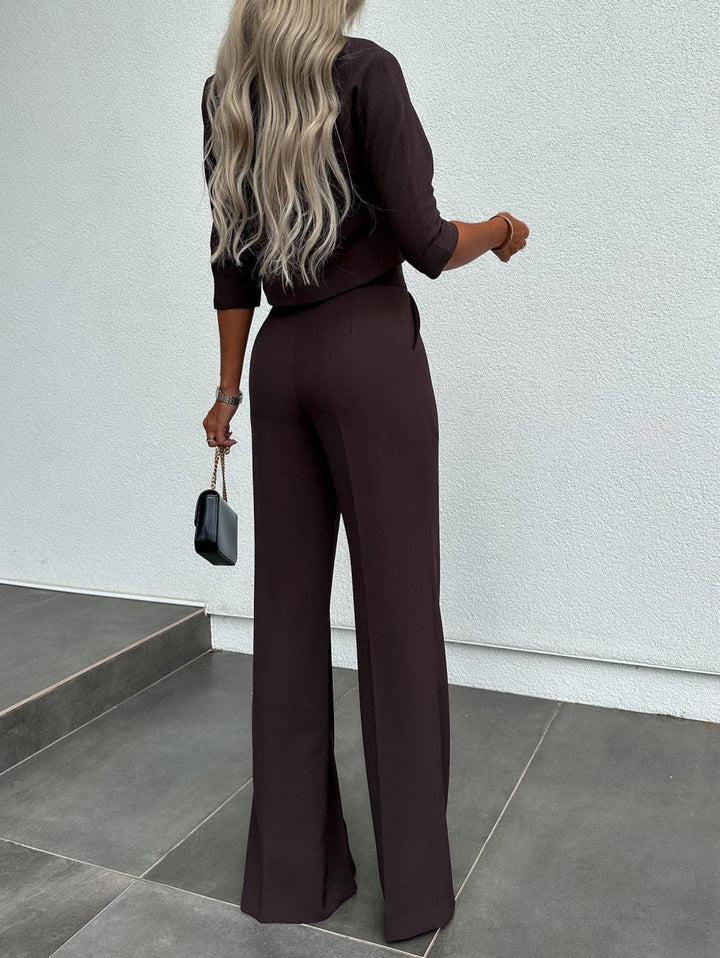 Women's Cropped Top and Wide-Leg Trouser Set