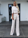 Women's Cropped Top and Wide-Leg Trouser Set