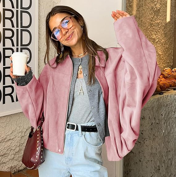 Women's Cropped Zip-Front Bomber Jacket