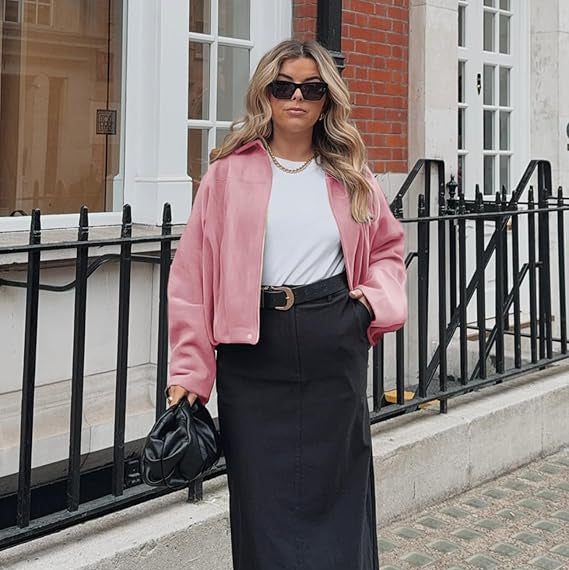 Women's Cropped Zip-Front Bomber Jacket