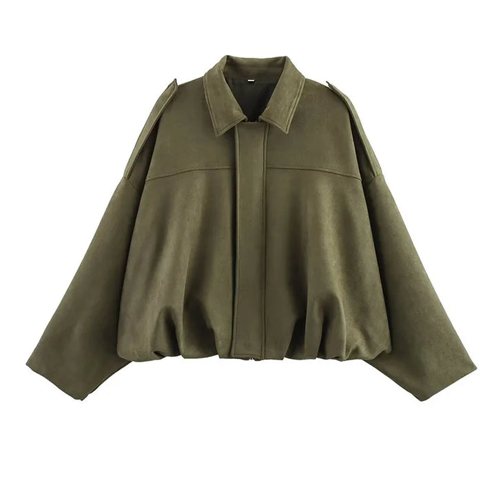 Women's Cropped Zip-Front Bomber Jacket
