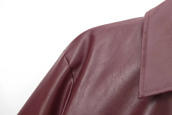 Women's Cropped Zip-Front Leather-Look Jacket