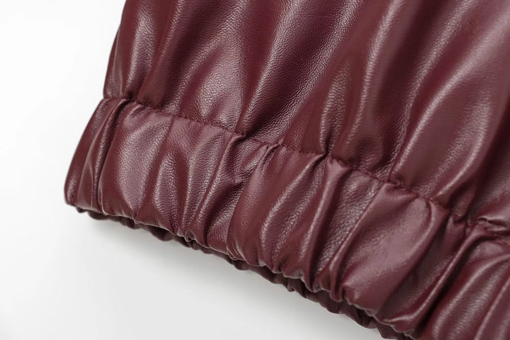 Women's Cropped Zip-Front Leather-Look Jacket