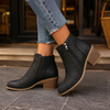 Women's Cutout Block Heel Ankle Boots