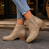 Women's Cutout Block Heel Ankle Boots