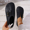 Women's Flat Slip-On Shoes with Button Detail