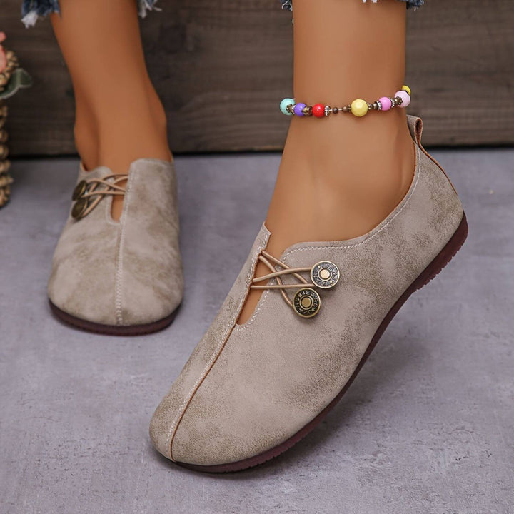 Women's Cutout Slip-On Shoes with Button Closure