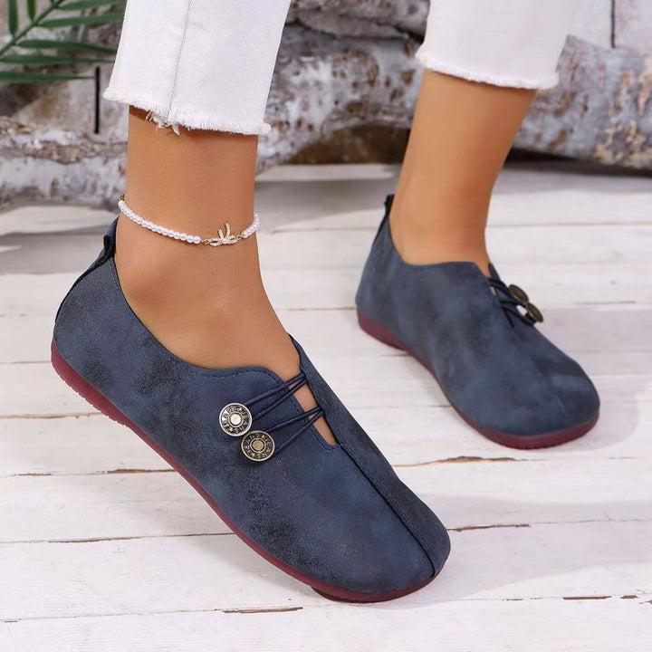 Women's Cutout Slip-On Shoes with Button Closure